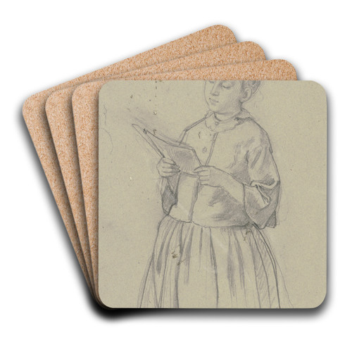 Reading girl by Jakob Becker Art Drink Coaster set