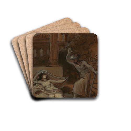 Illustration for an Eastern Romance, possibly 'The Arabian Nights' (with female figure reclining at left) by Robert Smirke Drink Coasters - set of 4