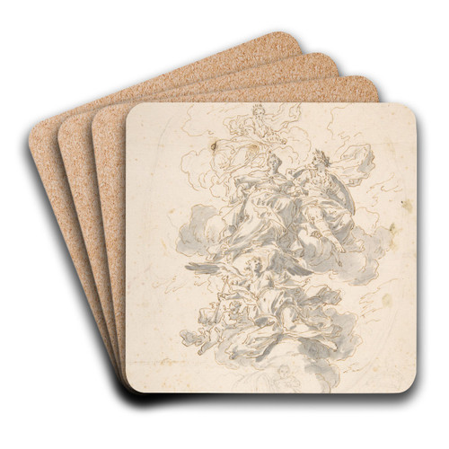 Group of Allegorical figures; Sketch for a Ceiling Decoration by Francesco Solimena Art Drink Coaster set