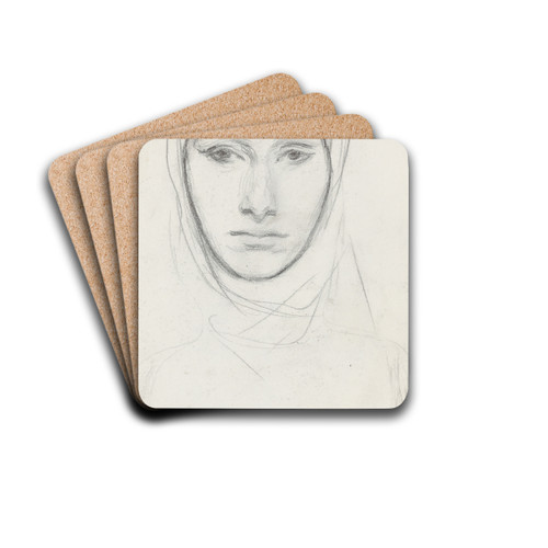 Head of aWoman by John Singer Sargent Drink Coasters - set of 4 Head of aWoman by John Singer Sargent Drink Coasters - set of 4
