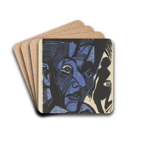 Self-Portrait (Melancholy of the Mountains) by Ernst Ludwig Kirchner Drink Coasters - set of 4
