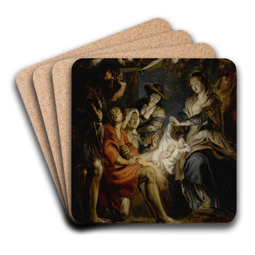 The Adoration Of The Shepherds by Follower of Peter Paul Rubens Art Drink Coaster set