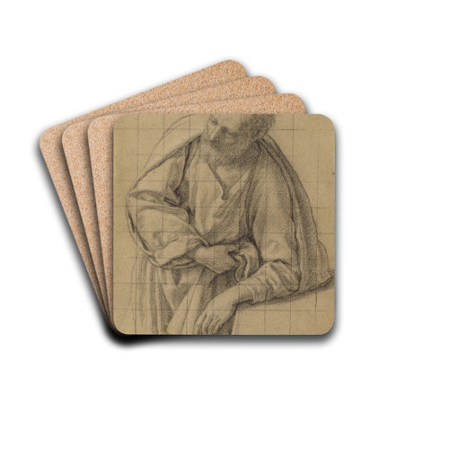 Saint Joseph Leaning on a Table by Giovanni Battista Salvi da Sassoferrato Drink Coasters - set of 4 Saint Joseph Leaning on a Table by Giovanni Battista Salvi da Sassoferrato Drink Coasters - set of 4
