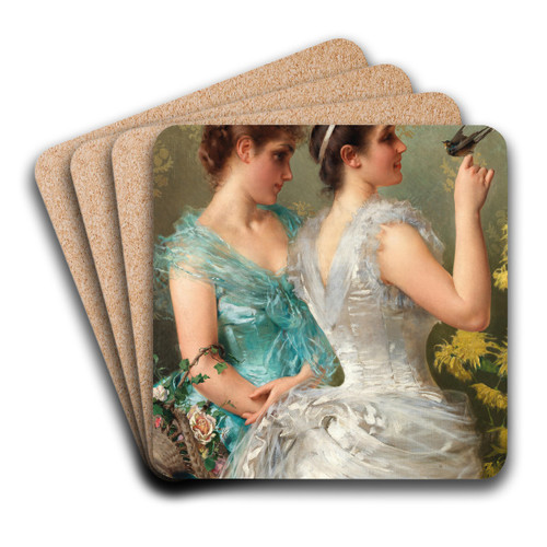 A feathered Friend by Vittorio Matteo Corcos Art Drink Coaster set