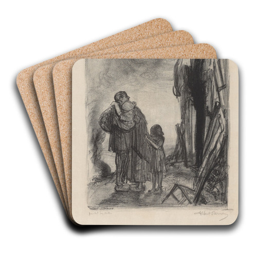 Homeless by Albert Sterner Art Drink Coaster set Homeless by Albert Sterner Art Drink Coaster set