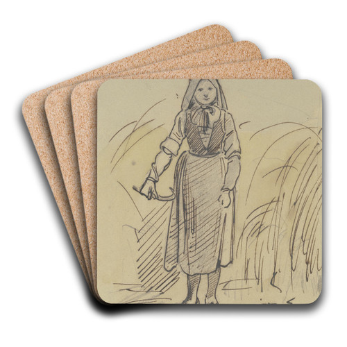 Schnitterin im Korn stehend by Jakob Frchtegott Dielmann Art Drink Coaster set
