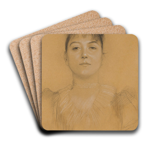 Portrt einer Frau by Gustav Klimt Art Drink Coaster set