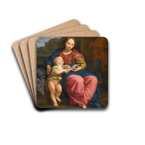 The Holy Family, The Madonna And Child Reading by Carlo Maratti Drink Coasters - set of 4