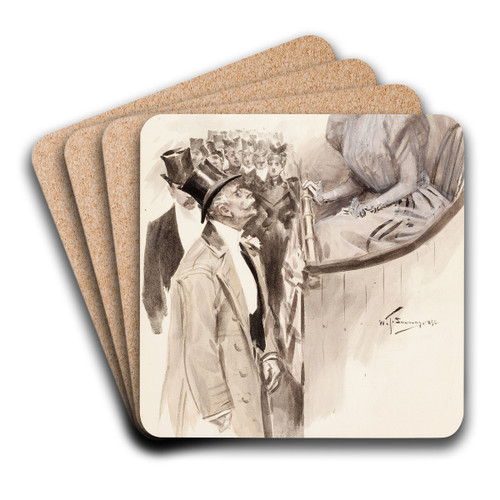 The Review by William Thomas Smedley Art Drink Coaster set