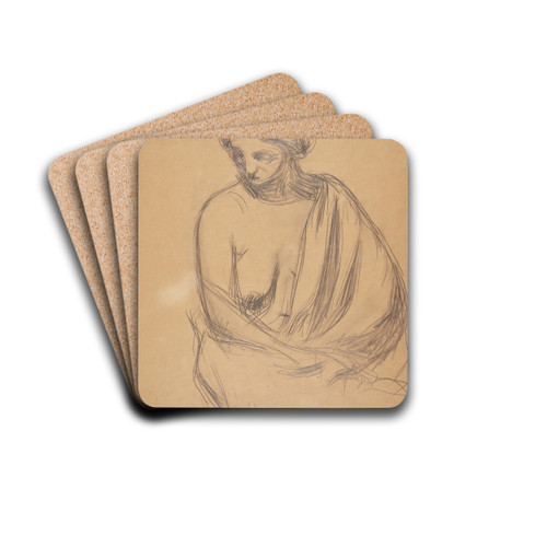 Siddende kvindelig model by Harald Giersing Drink Coasters - set of 4