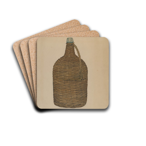 Wicker Demijohn by Clarence W. Dawson Drink Coasters - set of 4