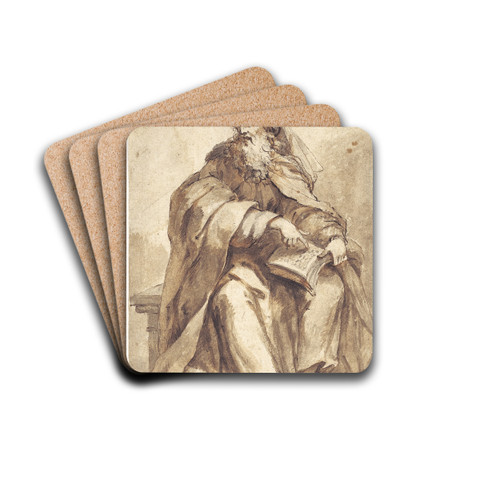 Siddende profet by Giovanni Battista Merano Drink Coasters - set of 4 Siddende profet by Giovanni Battista Merano Drink Coasters - set of 4