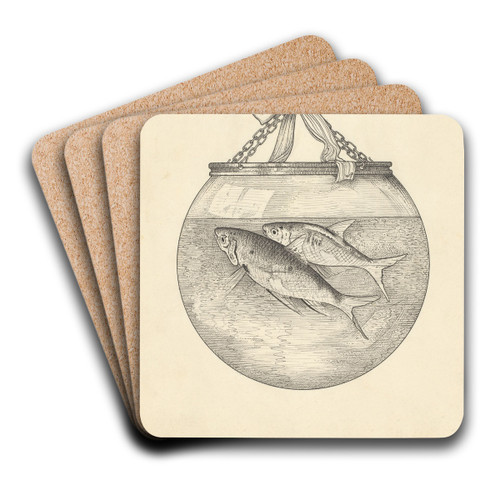 Vissen in een kom by Willem Pothast Art Drink Coaster set