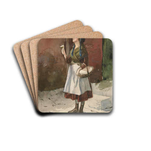 Study of a young girl in agarden by Edwin Austin Abbey Drink Coasters - set of 4