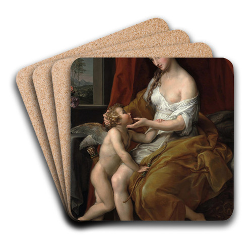 Venus Caressing Cupid by Pompeo Batoni Art Drink Coaster set