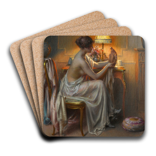 La Connaisseuse by Delphin Enjolras Art Drink Coaster set