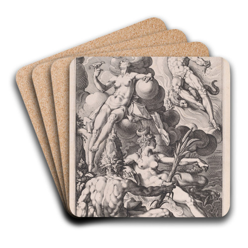 The Four Elements by Jacob Matham Art Drink Coaster set