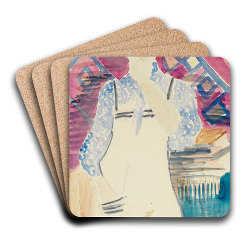 Frau mit Schrze (Erna Kirchner) by Ernst Ludwig Kirchner Art Drink Coaster set