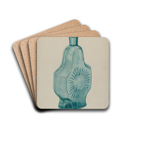 Blue-Green Flask by V.L. Vance Drink Coasters - set of 4 Blue-Green Flask by V.L. Vance Drink Coasters - set of 4