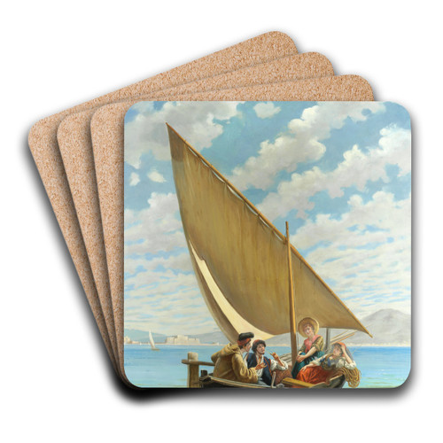 A pleasure trip in the bay of Naples by Pietro Gabrini Art Drink Coaster set