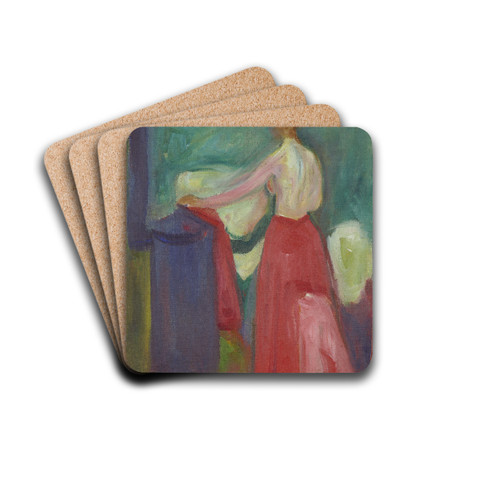 Nude with Red Skirt by Edvard Munch Drink Coasters - set of 4