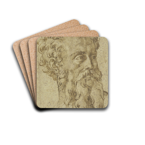 Mnnlicher Kopf mit langem geteiltem Bart dreiviertel nach rechts by Baccio Bandinelli Drink Coasters - set of 4 Mnnlicher Kopf mit langem geteiltem Bart dreiviertel nach rechts by Baccio Bandinelli Drink Coasters - set of 4