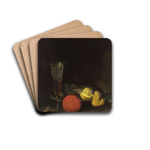 Still Life Of Fruit And A Wine Glass by George Leslie Hunter Drink Coasters - set of 4 Still Life Of Fruit And A Wine Glass by George Leslie Hunter Drink Coasters - set of 4