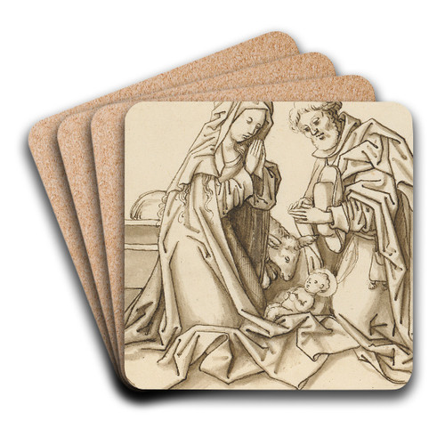 Adoration of the Child by Workshop of Hans Holbein the elder Art Drink Coaster set