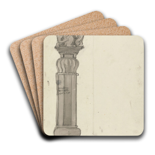 Drawing of a Column from Ekvera by Gangaram Chintaman Tambat Art Drink Coaster set Drawing of a Column from Ekvera by Gangaram Chintaman Tambat Art Drink Coaster set