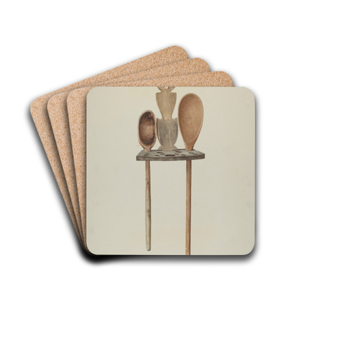 Wooden Spoon Rack by Sarkis Erganian Drink Coasters - set of 4