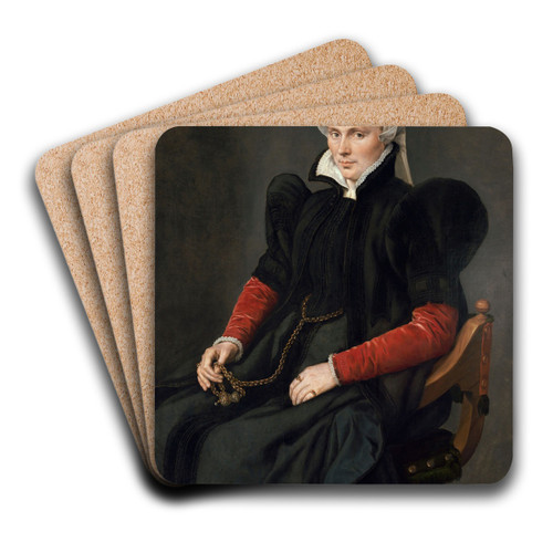 Portrait of a Seated Woman by Antonis Mor Art Drink Coaster set Portrait of a Seated Woman by Antonis Mor Art Drink Coaster set