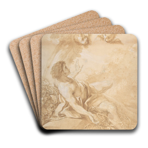 Saint Benedict on a Bed of Thorns by Benedetto Luti Art Drink Coaster set