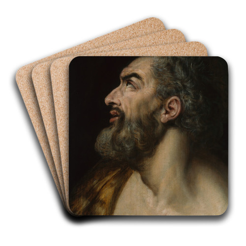 Study Head of a Bearded Man by Frans Floris Art Drink Coaster set Study Head of a Bearded Man by Frans Floris Art Drink Coaster set