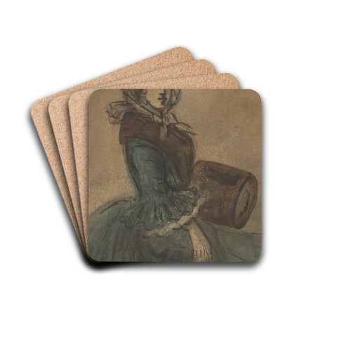 Woman with a Muff by Constantin Guys Drink Coasters - set of 4