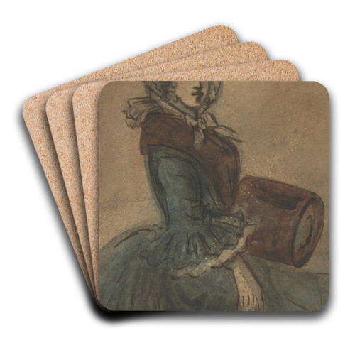 Woman with a Muff by Constantin Guys Art Drink Coaster set