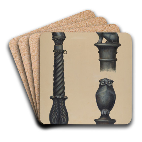Cast Iron Hitching Post by V.L. Vance Art Drink Coaster set