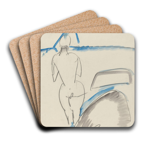 Bather on the Beach by Ernst Ludwig Kirchner Art Drink Coaster set