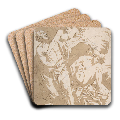 The Sacrifice of Isaac by Johann Carl Loth Art Drink Coaster set The Sacrifice of Isaac by Johann Carl Loth Art Drink Coaster set