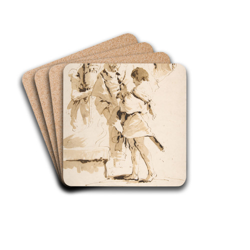 Scherzo di Fantasia; Two Standing Orientals and a Standing Youth with a Sword by Giovanni Battista Tiepolo Drink Coasters - set of 4