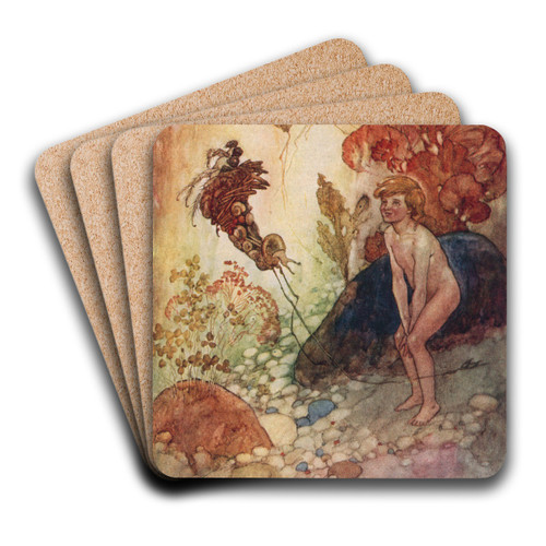 They all toddled about with long straws sticking out behind by Alfred Edward Frederick Jackson Art Drink Coaster set