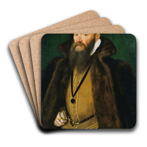 Portrait of a Gentleman of the Selwyn Family by Hans Eworth Art Drink Coaster set