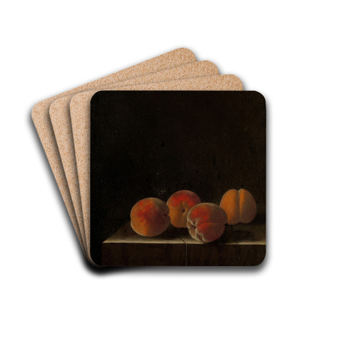 Four Apricots on a Stone Plinth by Adriaen Coorte Drink Coasters - set of 4 Four Apricots on a Stone Plinth by Adriaen Coorte Drink Coasters - set of 4