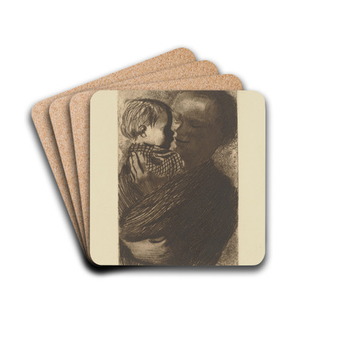 Mutter mit Kind auf dem Arm by Kthe Kollwitz Drink Coasters - set of 4 Mutter mit Kind auf dem Arm by Kthe Kollwitz Drink Coasters - set of 4