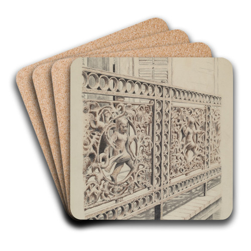 Cast Iron Balcony Rail by Ray Price Art Drink Coaster set Cast Iron Balcony Rail by Ray Price Art Drink Coaster set