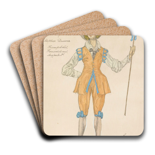 Costume Design For The May Queen III by Alexander Yakovlevich Golovin Art Drink Coaster set Costume Design For The May Queen III by Alexander Yakovlevich Golovin Art Drink Coaster set