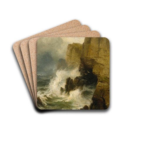Cliffs In A Storm by Edward Moran Drink Coasters - set of 4
