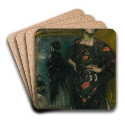 The Spanish Shawl by Alice Pike Barney Art Drink Coaster set