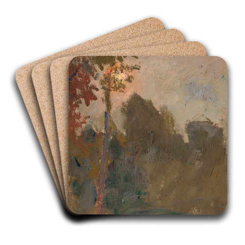 Sunset in a forest by Tadeusz Makowski Art Drink Coaster set Sunset in a forest by Tadeusz Makowski Art Drink Coaster set