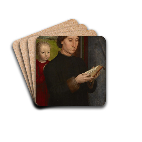Portrait of a man reading by Hans Memling Drink Coasters - set of 4