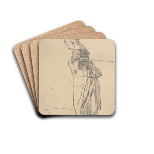 Woman pulling a tow rope. by Anton Mauve Drink Coasters - set of 4 Woman pulling a tow rope. by Anton Mauve Drink Coasters - set of 4